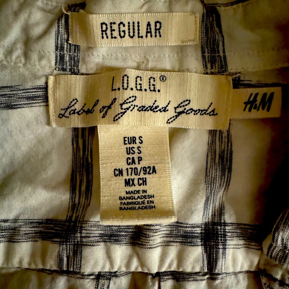 White and Gray Men’s S H and M Button Down Casual Shirt
